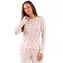 Pijama Longo Canelado Floral Rosas Cor Com AMor