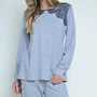 Pijama Longo Micheli Mescla e Renda Miss Victtoria