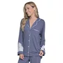 Pijama Longo Paola Cinza e Rosa Miss Victtoria
