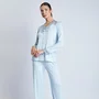 Pijama Longo Visco e Renda Azul Claro Aurora Revedenfant