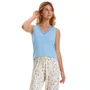 Pijama Pantacourt Azul Floral Cor Com Amor