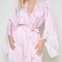 Robe Cetim Quartzo Floral Rosa Miss Victtoria