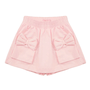 Saia Short Tricoline Bolsos Laços Rosa Pituchinhus