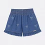 Short Jeans Fino Lacinhos Bordados Pituchinhus