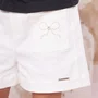 Short Sarja Lacinhos Bordados Off White Pituchinhus