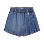 Shorts Saia Pregas Lateral Jeans Escuro Momi