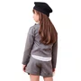 Shorts Saia Pregas Rsica de Giz Chumbo Anime