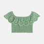 Top Babado Bordado Verde Cidreira Authoria