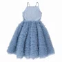 Vestido Alça Conceito Babadinhos Tule Bordados Azul Pituchinhus