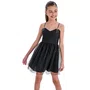 Vestido Alça Tule Lacinhos Strass Preto Vanilla