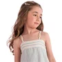 Vestido Alcinha Linho Listras Cru Azul Petit Cherie