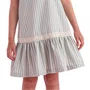 Vestido Alcinha Linho Listras Cru Azul Petit Cherie