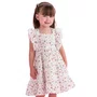Vestido Algodão Flores e Morangos Branco Petit Cherie