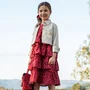 Vestido Algodão Mini Floral e Laços Cereja Pituchinhus