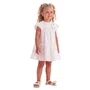Vestido Algodão Off White Pala Bordada Pérolas Petit Cherie