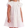 Vestido Algodão Off White Pala Bordada Pérolas Petit Cherie