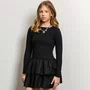 Vestido Babados Canelado Preto Authoria