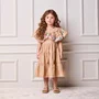 Vestido Bordado Bege Khaki Floral Anime