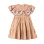 Vestido Bordado Bege Khaki Floral Anime