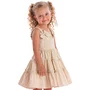 Vestido Bordado Corações Bege Alça Frufru Petit Cherie