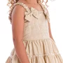 Vestido Bordado Corações Bege Alça Frufru Petit Cherie