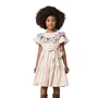 Vestido Bordado Flores e Cerejas Bege Vanilla Momi