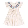 Vestido Bordado Flores e Cerejas Bege Vanilla Momi