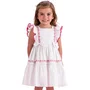 Vestido Branco Babadinhos Lacinho Bordado Vermelho Petit Cherie