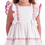 Vestido Branco Babadinhos Lacinho Bordado Vermelho Petit Cherie