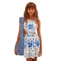 Vestido Canteiro Florido Branco E Azul Farm Futura