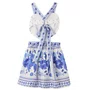 Vestido Canteiro Florido Branco E Azul Farm Futura