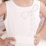 Vestido Festa Saia Tule Frufru Laço Bordado Off White Pituchinhus
