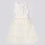 Vestido Festa Saia Tule Frufru Laço Bordado Off White Pituchinhus