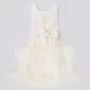 Vestido Festa Saia Tule Frufru Laço Bordado Off White Pituchinhus