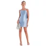 Vestido Festa Tafetá Azul Laço Costas Vanilla