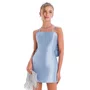 Vestido Festa Tafetá Azul Laço Costas Vanilla