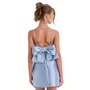 Vestido Festa Tafetá Azul Laço Costas Vanilla