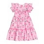 Vestido Flores Abstratas Rosa Momi