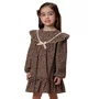 Vestido Florzinhas Café e Rendinhas Off Petit Cherie