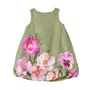 Vestido Infantil Tafetá Balone Oliva Flores Anime