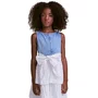 Vestido Jeans Com Lese Branco Anime