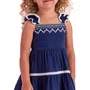 Vestido Linho Marinho Bordados Petit Chrerie