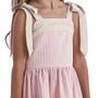 Vestido Listras Rosa e Bege Alça Amarração Petit Cherie