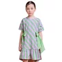 Vestido Listras Verde Lilas Laço Anime