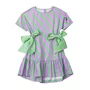 Vestido Listras Verde Lilas Laço Anime