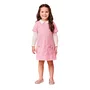 Vestido Manga Longa de Tweed Rosa com Gola Momi
