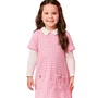 Vestido Manga Longa de Tweed Rosa com Gola Momi