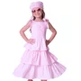 Vestido Tricoline Xadrez Babados Rosa Claro Pituchinhus