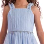 Vestido Tule Alça Babadinhos Azul Petit Cherie