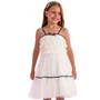 Vestido Tule Babadinhos Branco Alça Marinho Petit Cherie
